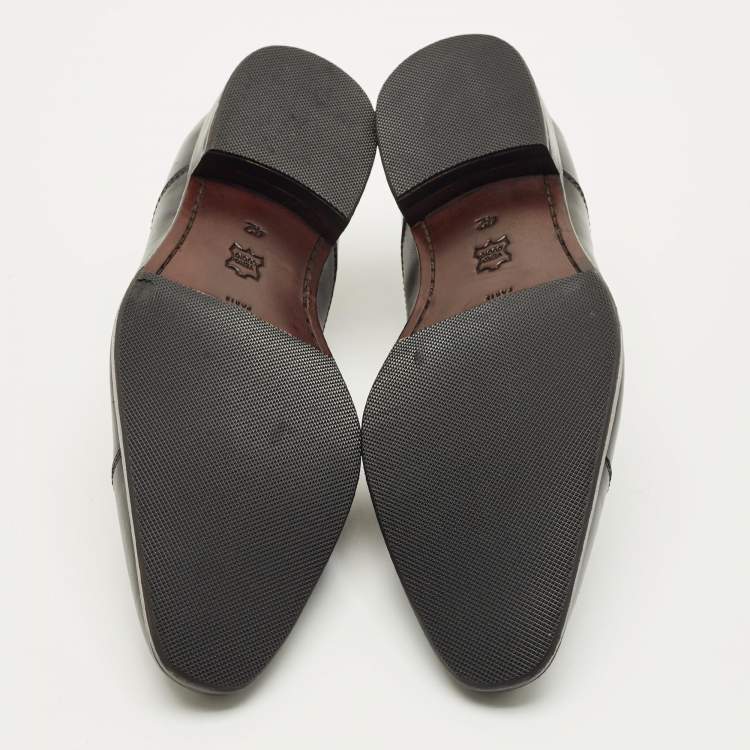 Pre Owned Balmain Size 42 Black Leather Lace Up Derby