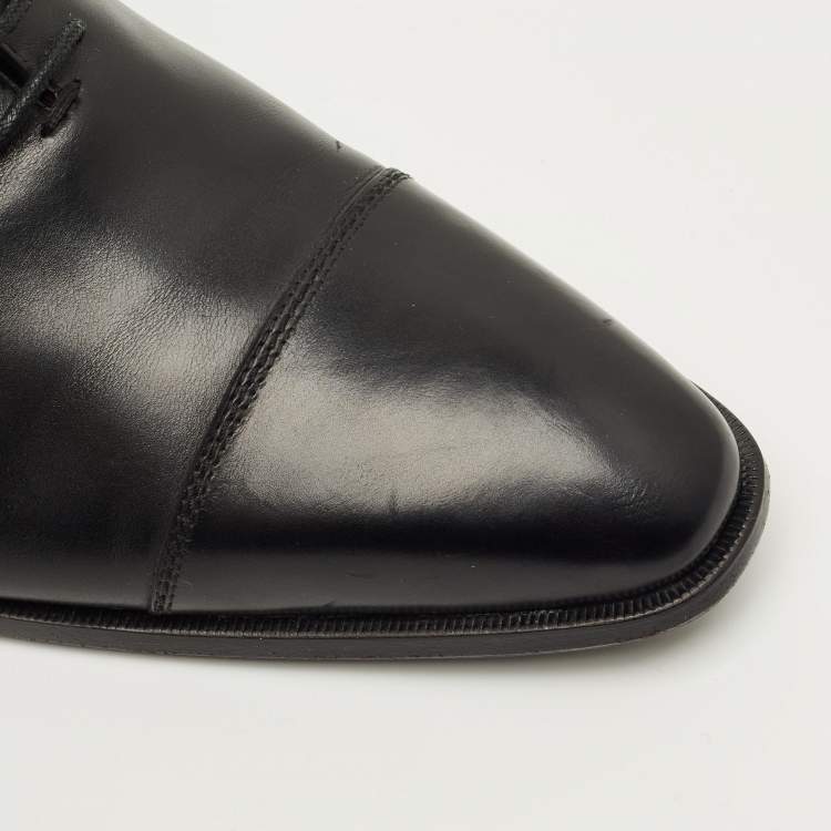 Pre Owned Balmain Size 42 Black Leather Lace Up Derby