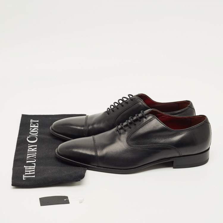 Pre Owned Balmain Size 42 Black Leather Lace Up Derby