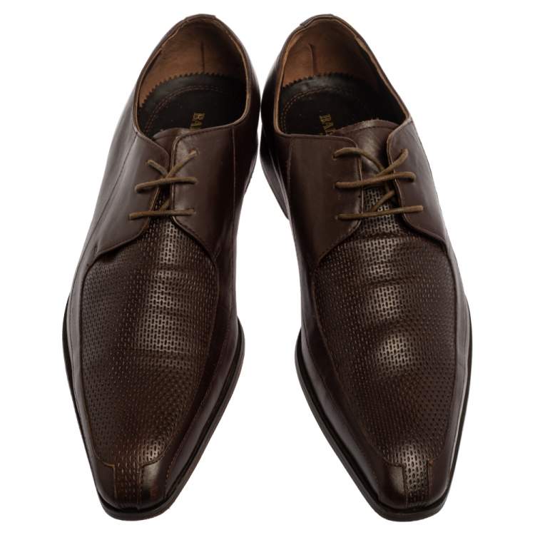 Pre Owned Balmain Brown Leather Lace Up Oxfords Size 43