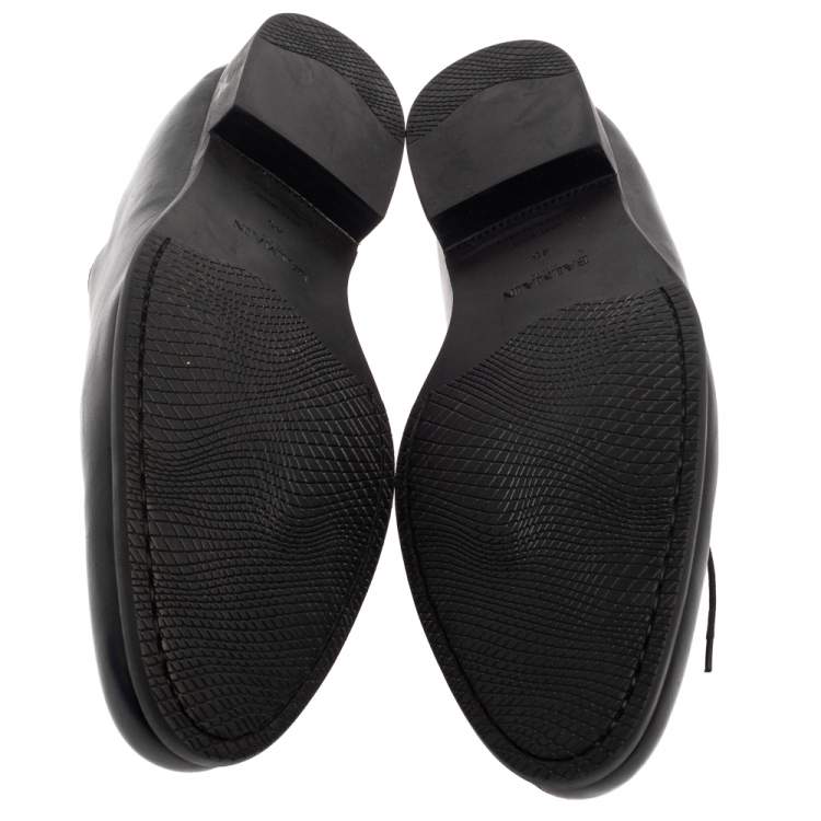 Pre Owned Balmain Black Leather Lace Up Oxfords Size 45