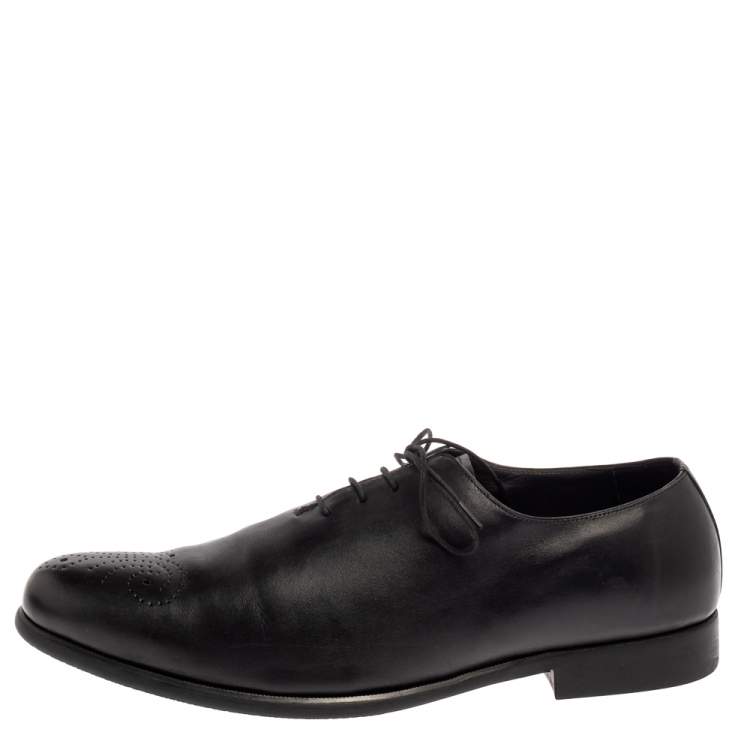 Pre Owned Balmain Black Leather Lace Up Oxfords Size 45