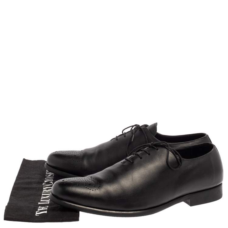 Pre Owned Balmain Black Leather Lace Up Oxfords Size 45