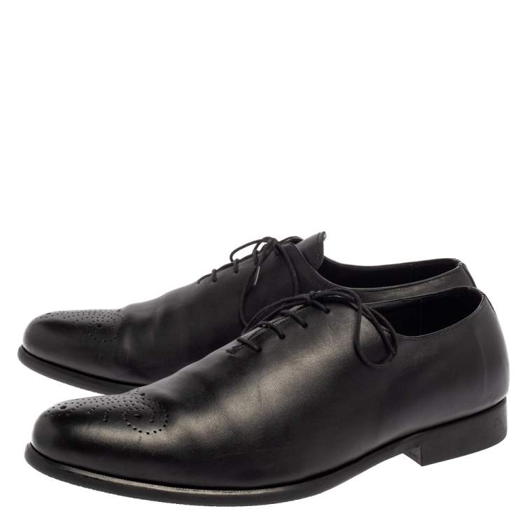 Pre Owned Balmain Black Leather Lace Up Oxfords Size 45