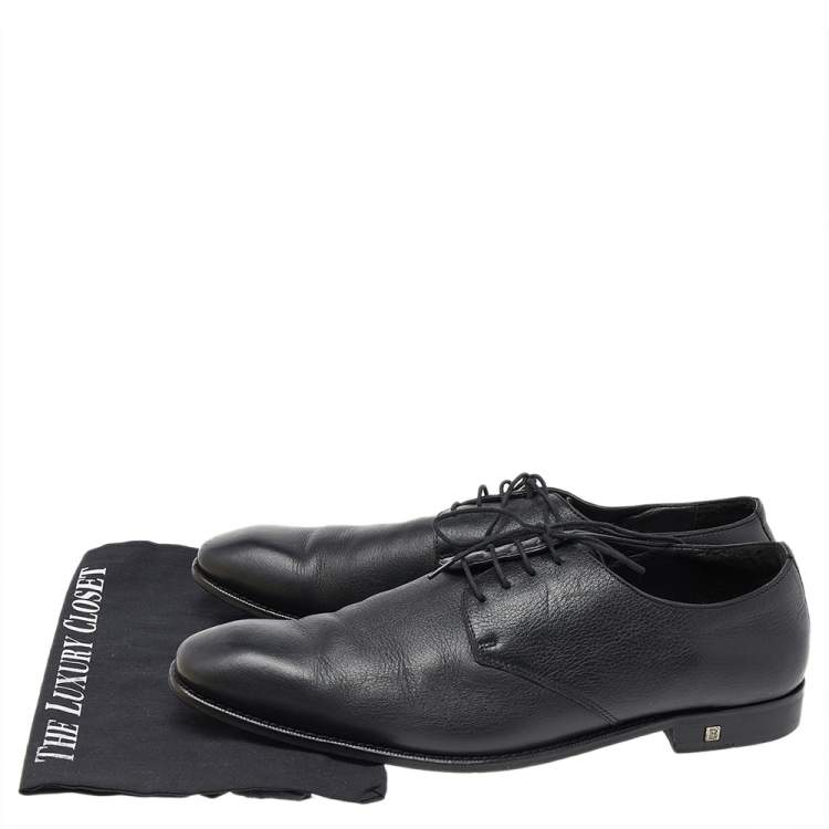 Pre Owned Balmain Black Leather Lace Up Derby Size 46