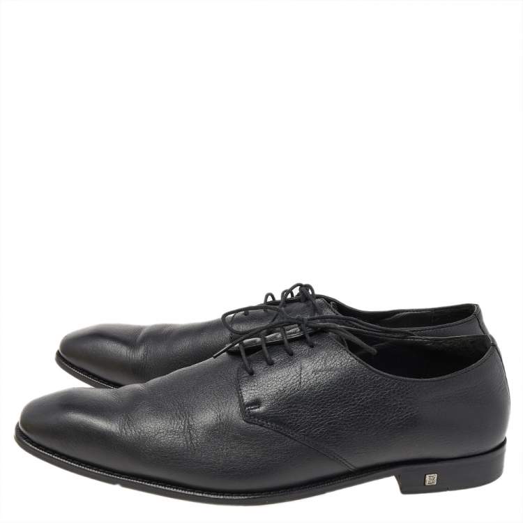 Pre Owned Balmain Black Leather Lace Up Derby Size 46