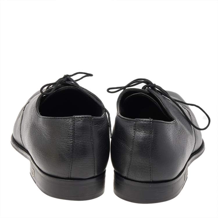 Pre Owned Balmain Black Leather Lace Up Derby Size 46
