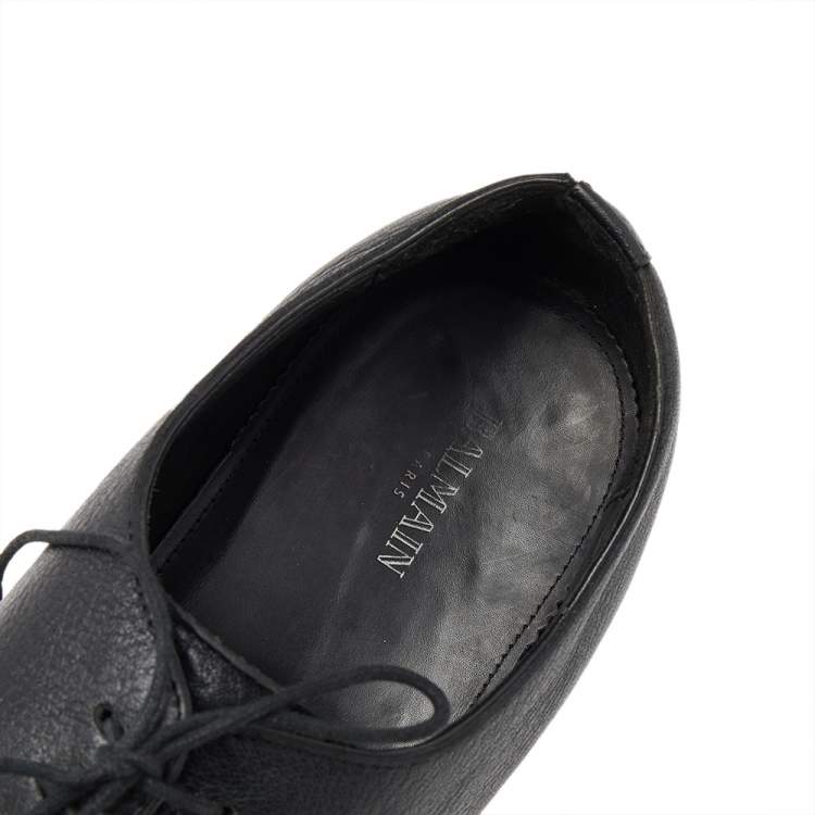Pre Owned Balmain Black Leather Lace Up Derby Size 46
