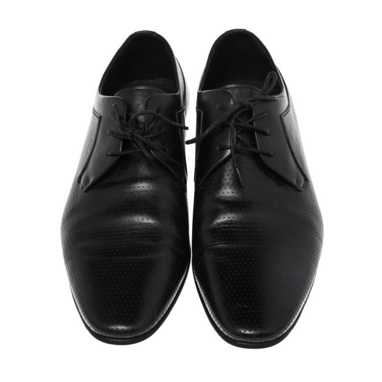 Pre Owned Balmain Black Leather Lace Up Derby Size 43