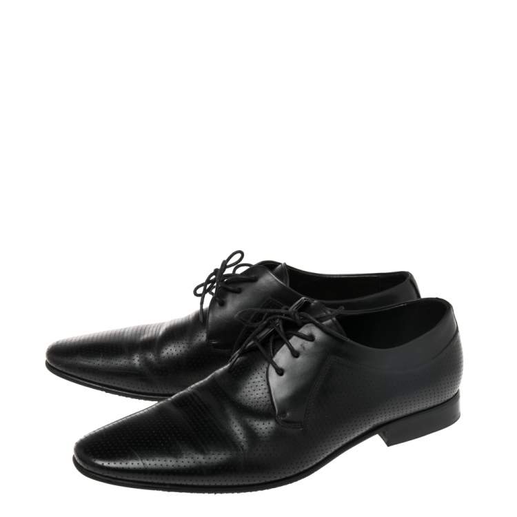 Pre Owned Balmain Black Leather Lace Up Derby Size 43