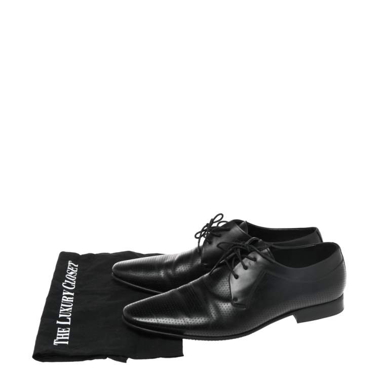 Pre Owned Balmain Black Leather Lace Up Derby Size 43