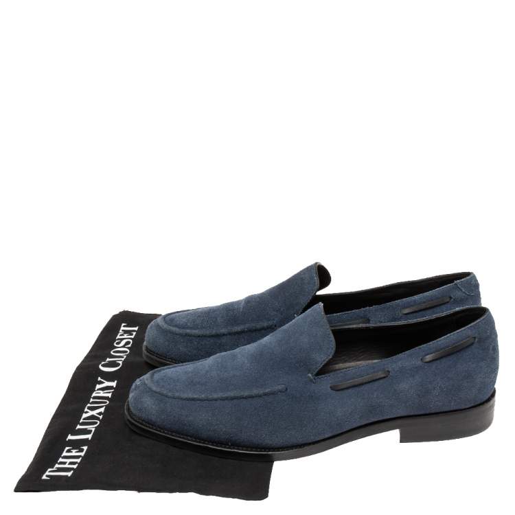 Pre Owned Balmain Navy Blue Suede Slip On Loafers Size 42