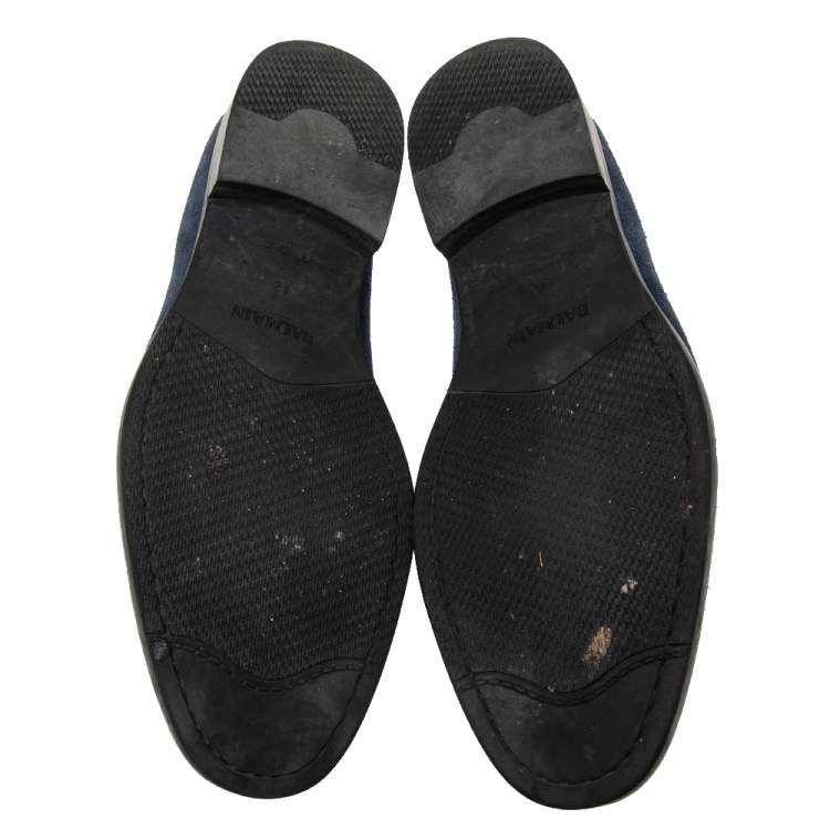 Pre Owned Balmain Navy Blue Suede Slip On Loafers Size 42