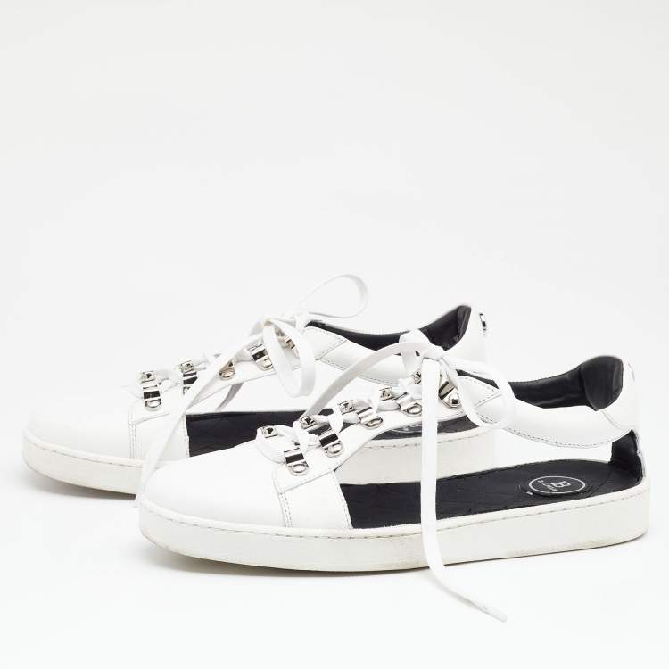 Pre Owned Balmain White Logo Leather Low Top Sneakers Size 40