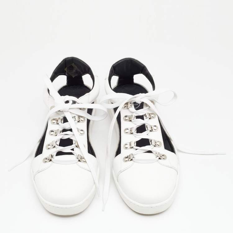 Pre Owned Balmain White Logo Leather Low Top Sneakers Size 40