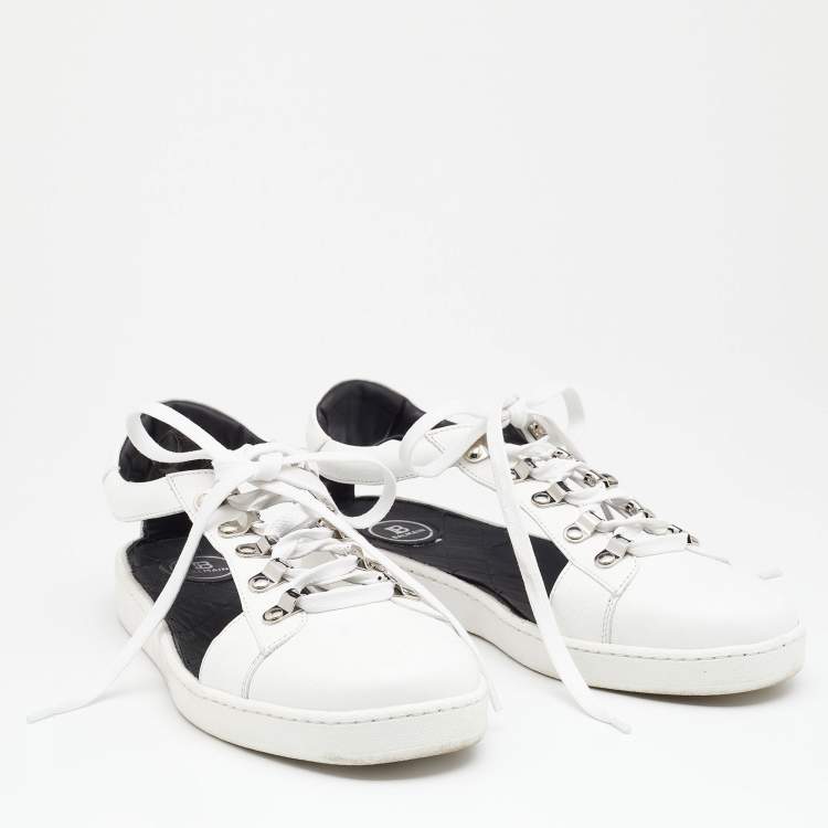 Pre Owned Balmain White Logo Leather Low Top Sneakers Size 40