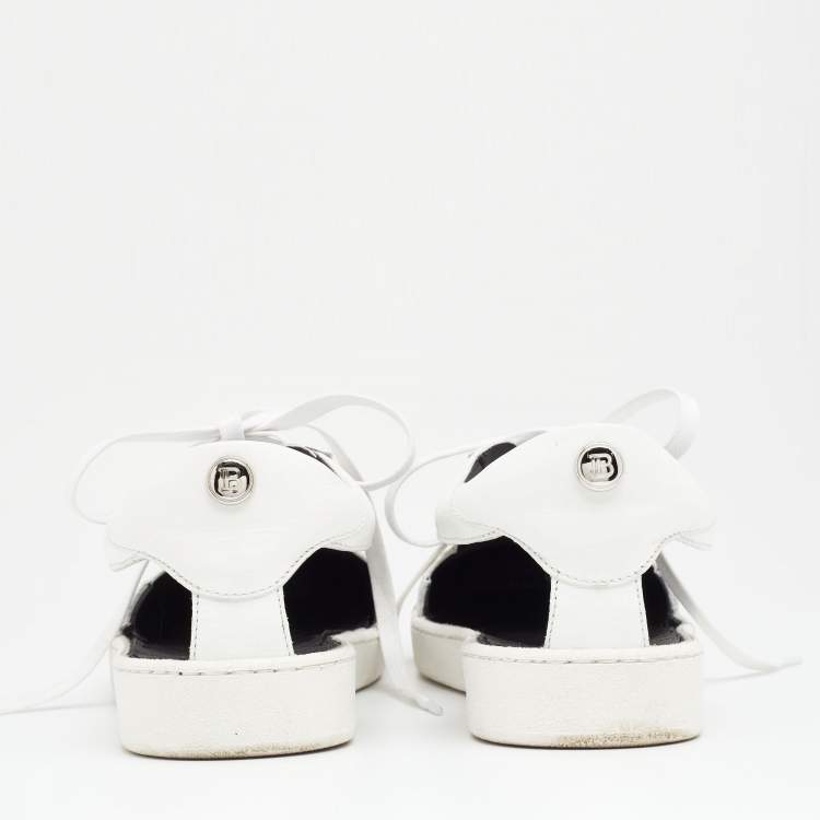 Pre Owned Balmain White Logo Leather Low Top Sneakers Size 40