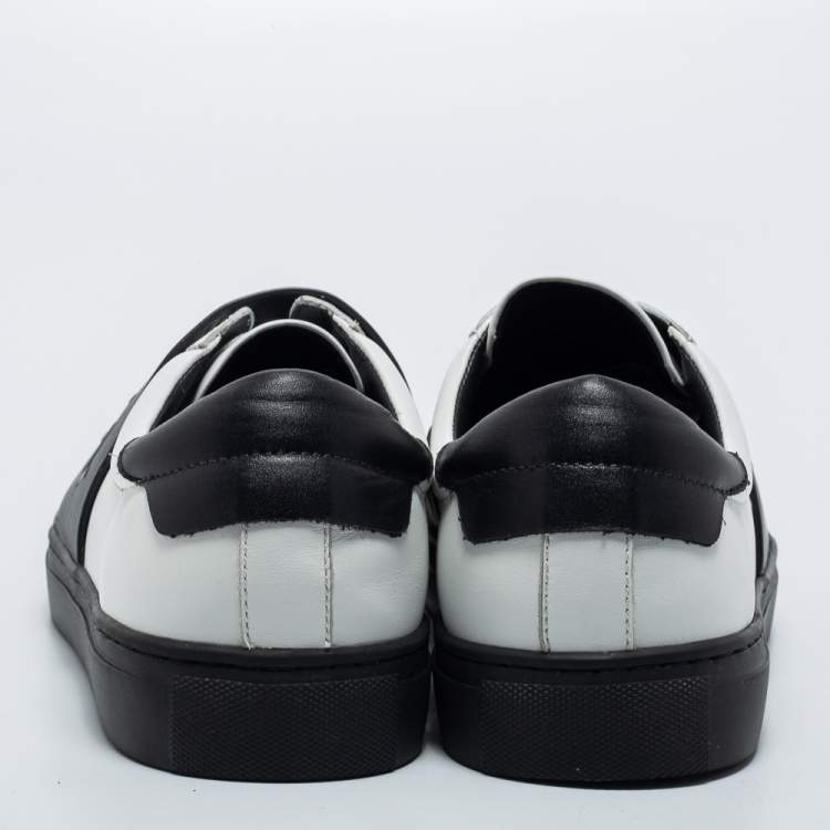 Pre Owned Balmain White/Black Leather  Low Top Sneakers Size 41