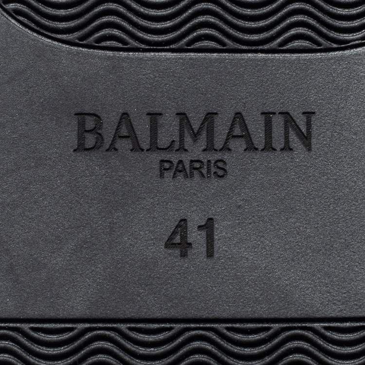 Pre Owned Balmain White/Black Leather  Low Top Sneakers Size 41