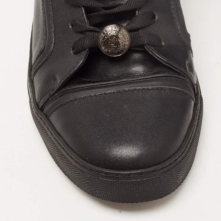 Pre Owned Balmain Black Leather High Top Sneakers Size 41