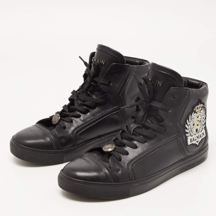 Balmain Black Leather High Sneakers Size 41 Balmain | TLC