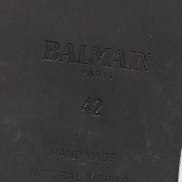 Pre Owned Balmain Navy Blue Leather Lace Up Derby  Size 42