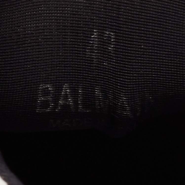 Pre Owned Balmain Black/White Leather and Rubber Lace Up Sneakers Size 43