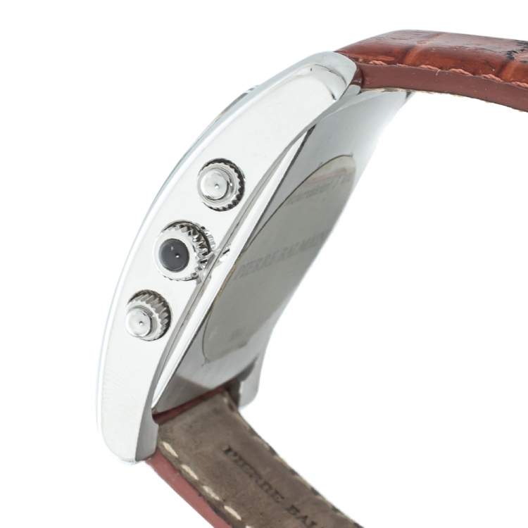 Pierre Silver Stainless Steel & Leather 5841 Wristwatch 33 mm Balmain |