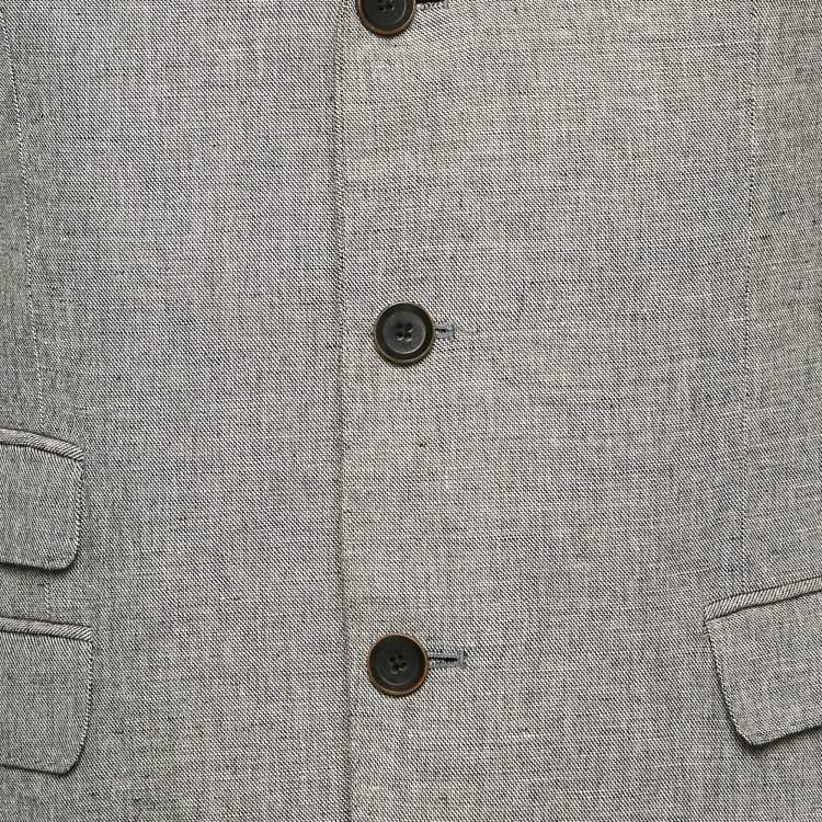 Pre Owned Banana Republic Heritage Grey Button Front Slim Fit Blazer L