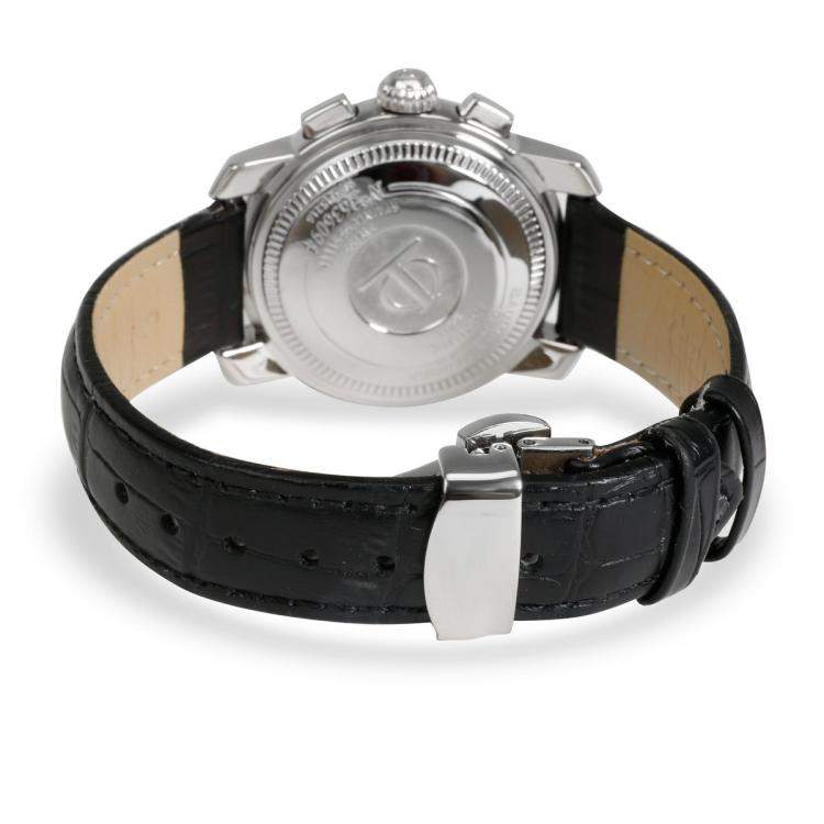 Pre Owned Baume & Mercier Silver Stainless Steel and Alligator Capeland MV045216 Men's Wristwatch 38MM