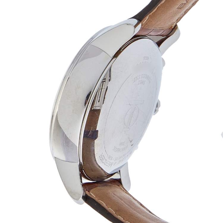 Pre Owned Baume & Mercier Black Stainless Steel & Leather Classima Executive 65533 Men's Wristwatch 42mm