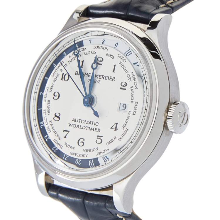 Baume Mercier White Stainless Steel Leather Capeland