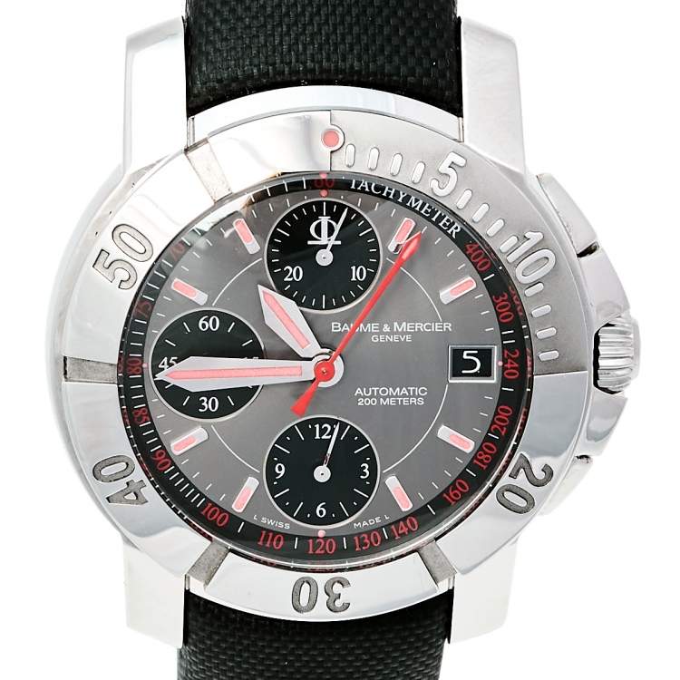 Pre Owned Baume & Mercier Grey Stainless Steel Sultanate Of Oman Edition 65519 Men's Wristwatch 40 mm