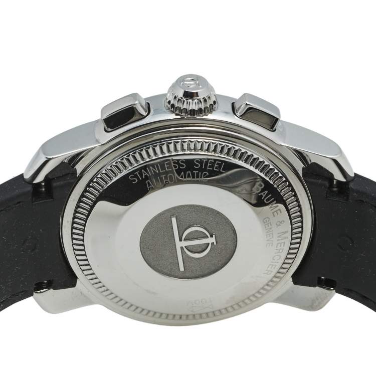 Pre Owned Baume & Mercier Blue Black Stainless Steel Rubber Capeland MV045216 Men's Wristwatch 39 mm 