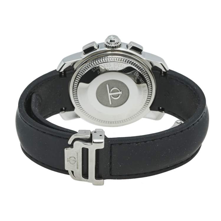 Pre Owned Baume & Mercier Blue Black Stainless Steel Rubber Capeland MV045216 Men's Wristwatch 39 mm 