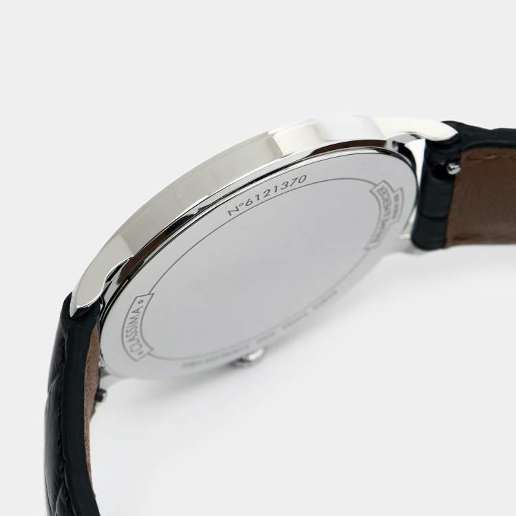 Pre Owned Baume & Mercier White Stainless Steel Leather Classima 10323 Men's Wristwatch 40 mm