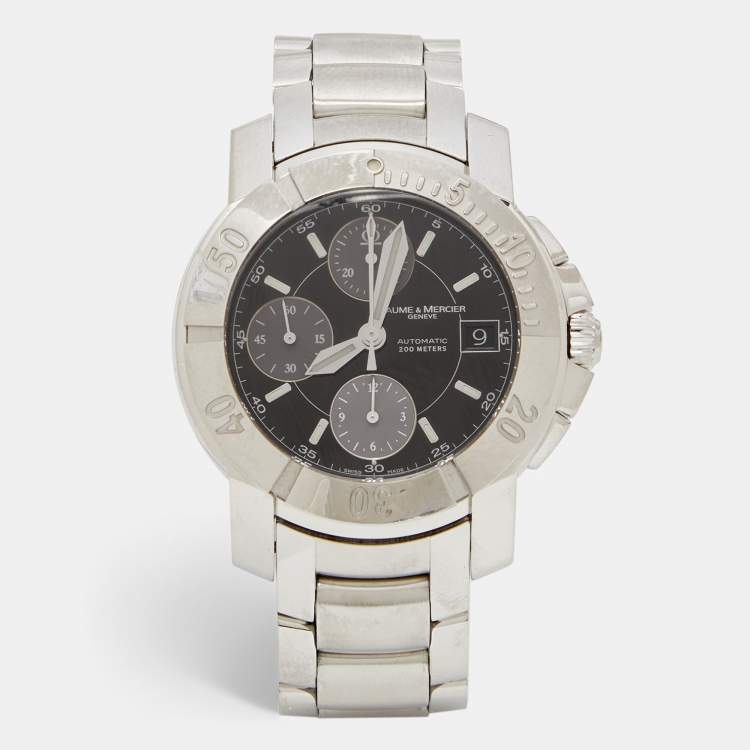 Pre Owned Baume & Mercier Black Stainless Steel Capeland S MOA08502 Men's Wristwatch 42 mm