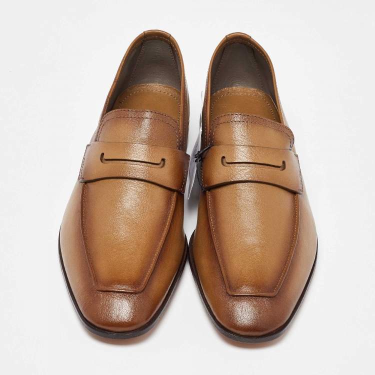 Pre Owned Berluti Tan Leather Andy Penny Loafers Size 39