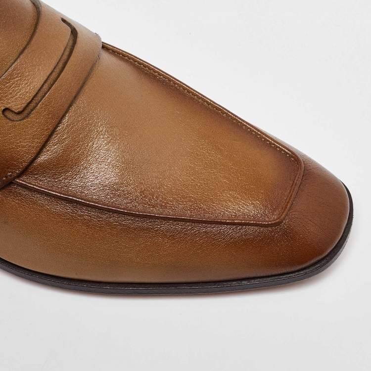Pre Owned Berluti Tan Leather Andy Penny Loafers Size 39