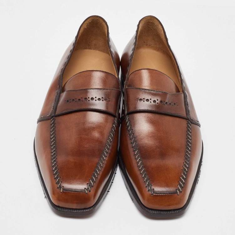 Pre Owned Berluti Brown Leather Penny Loafers Size 41