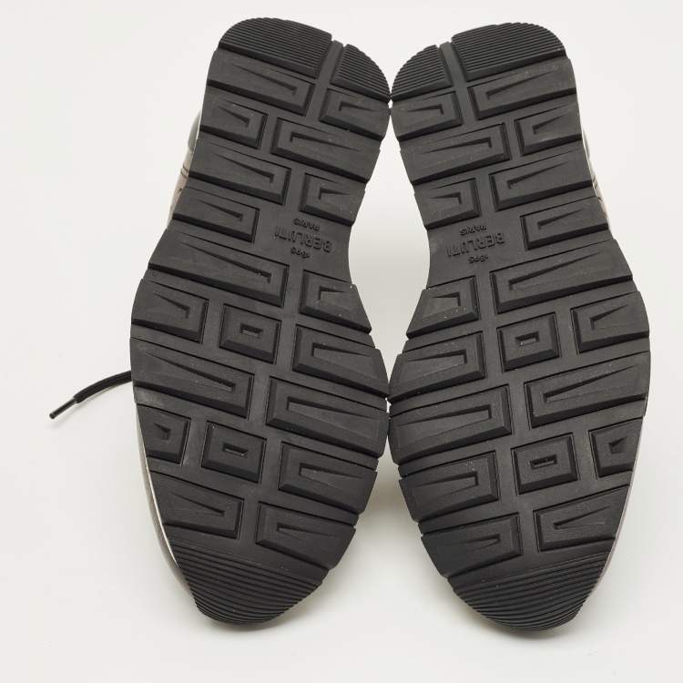 Pre Owned Berluti Run Track Size 41 Brown Leather and Suede Lace Up Sneakers