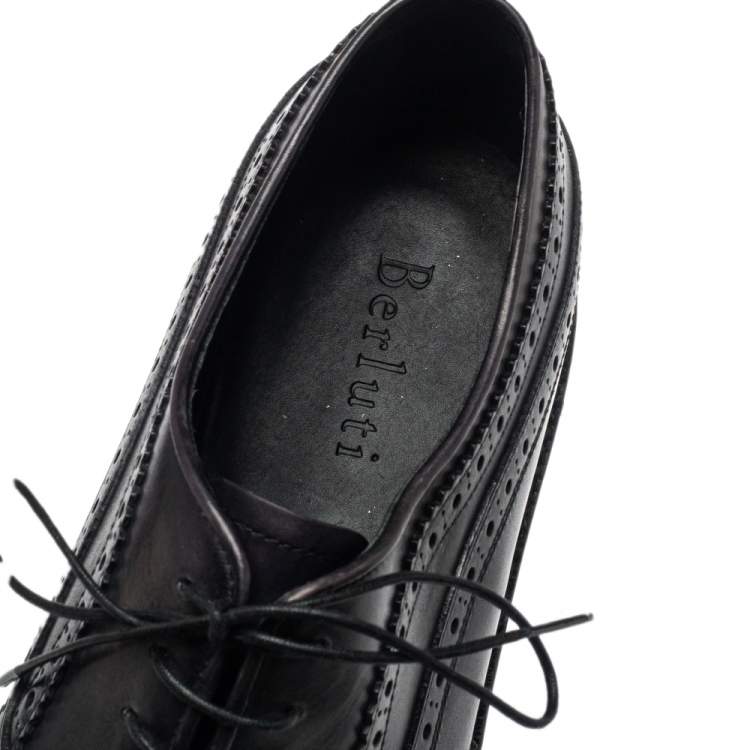 Pre Owned Berluti Dark Grey Brogue Leather Lace Up Oxfords Size 44
