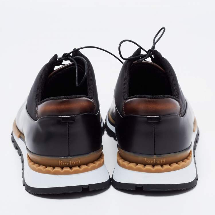 Pre Owned Berluti Black Leather Lace Up Sneakers Size 42.5