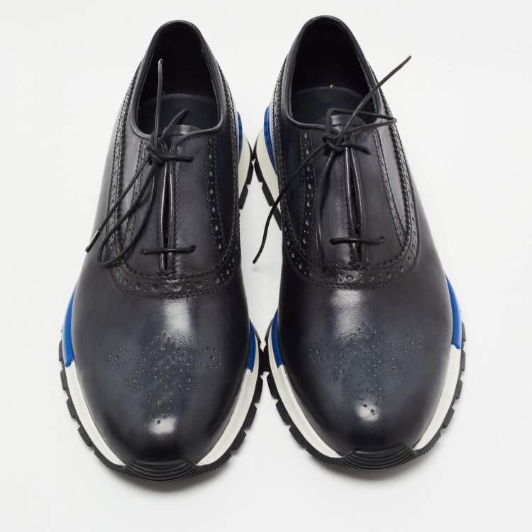 Pre Owned Berluti Two Tone Brogue Leather Fast Track Sneakers Size 40