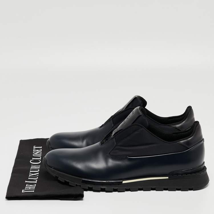 Pre Owned Berluti Navy Blue Leather Fast Track Sneakers Size 43.5