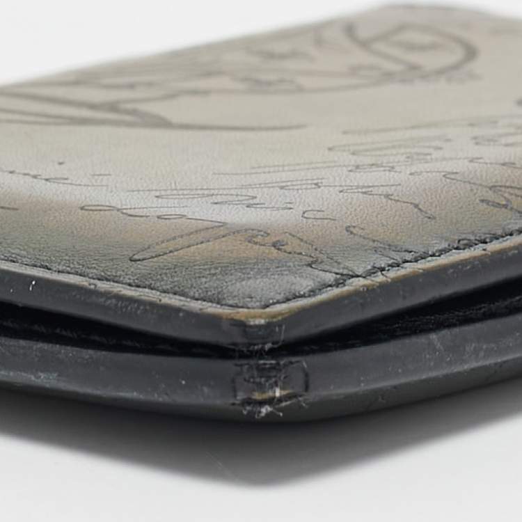 Pre Owned Berluti Olive Green Leather Scritto Card Case