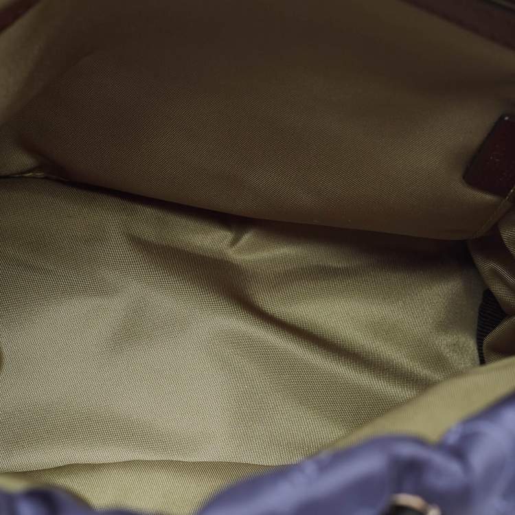 Pre Owned Berluti Navy Blue/Brown Scritto Venezia Nylon and Leather Drawstring Messenger Bag