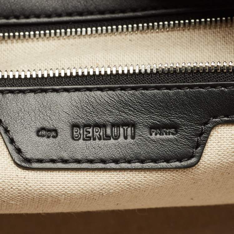 Pre Owned Berluti Nero Grigio Leather Jour Off MM Duffle Bag