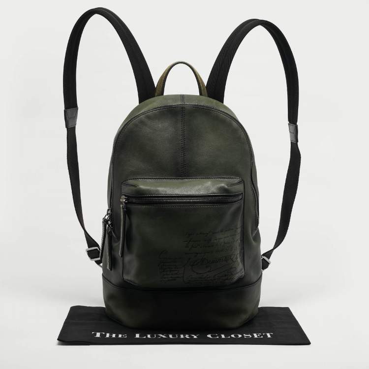 Pre Owned حقيبة ظهر برلوتي جلد سكريتو أخضر حجيم