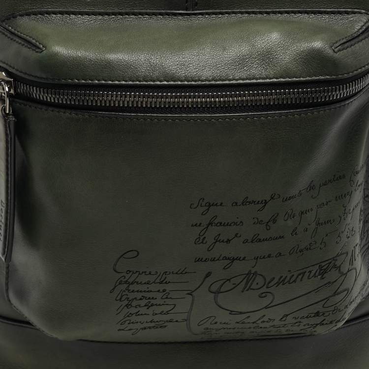 Pre Owned حقيبة ظهر برلوتي جلد سكريتو أخضر حجيم